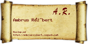Ambrus Róbert névjegykártya